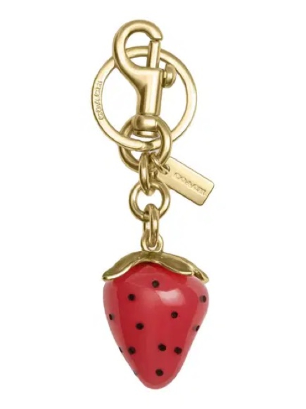 Coach Pink Strawberry Key Charm with Gold Hardware